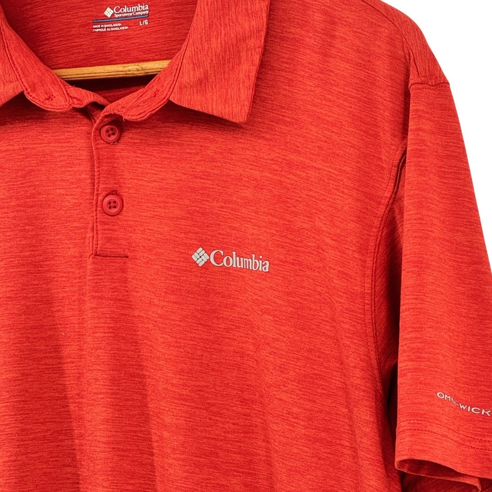 Columbia Omni-Wick Mens Polo Shirt‎ Red Heathered Short Sleeve Golf Large